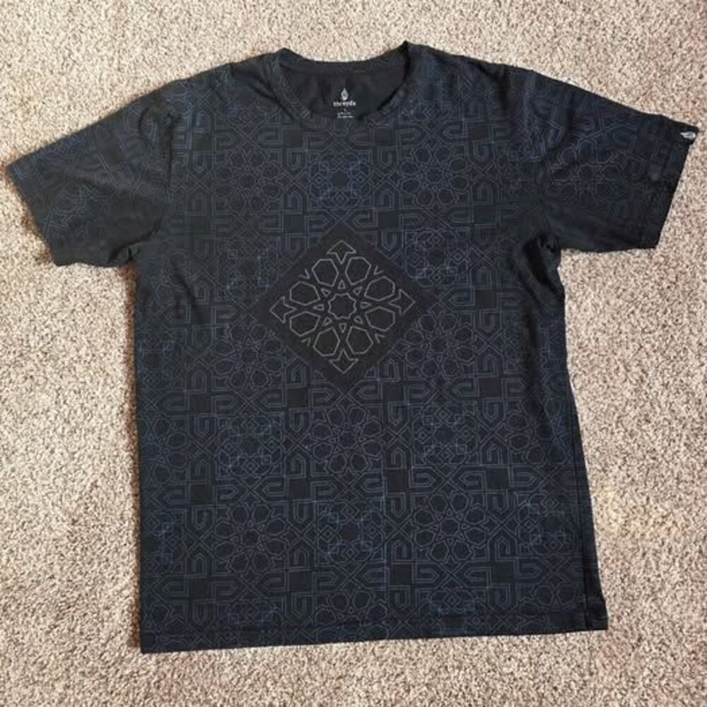 Threyda Limited Run Geometric Graphic Shirt Black Blue Mens Large